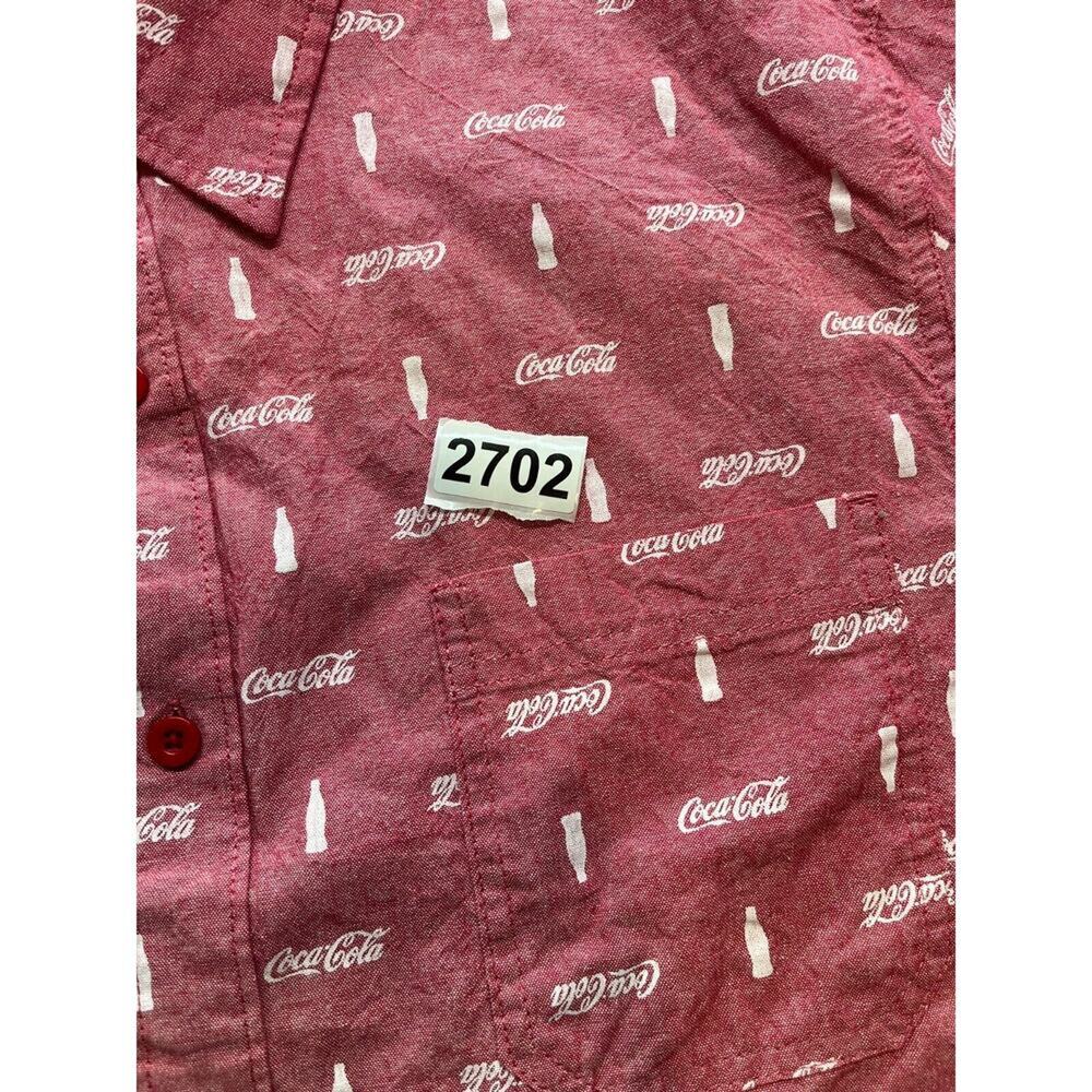 Coca Cola Logo‎ Button Up Shirt Mens XL Red Cotton Collared Short Sleeve Casual - Picture 6 of 6